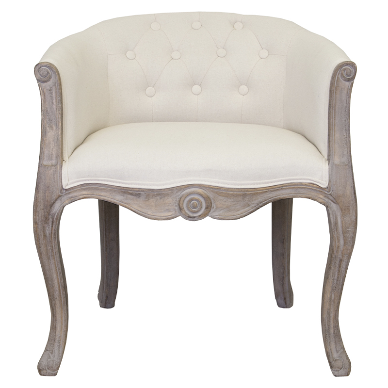 Кресло низкое в стиле прованс Бежевый Лен Louis French Armchair Бежевый Коричневый Кресло низкое в стиле прованс Бежевый Лен Louis French Armchair Бежевый Коричневый в Челябинске | Loft Concept