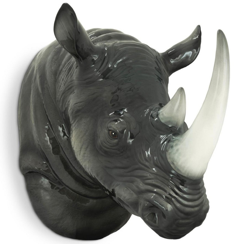 Аксессуар на стену Abhika Rino Head Hanging Серый Белый Аксессуар на стену Abhika Rino Head Hanging Серый Белый в Челябинске | Loft Concept