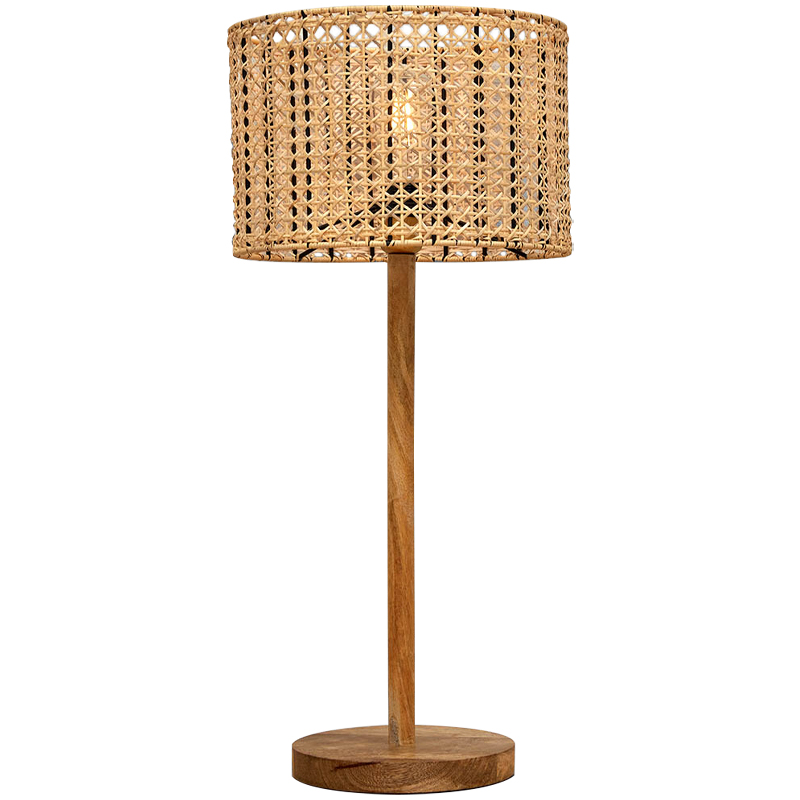 Деревянная настольная лампа с абажуром из ротанга Tamari Wicker Table Lamp Древесина Деревянная настольная лампа с абажуром из ротанга Tamari Wicker Table Lamp Древесина в Челябинске | Loft Concept