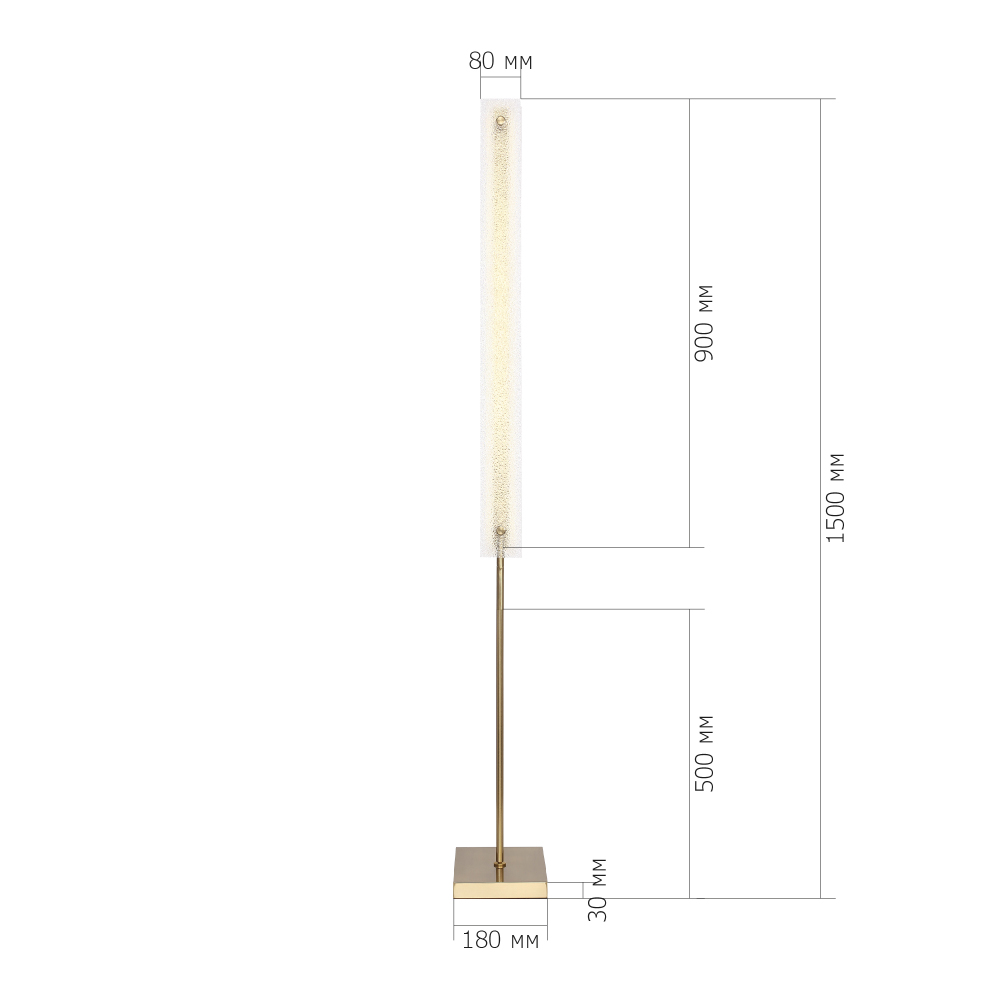 Торшер с прямоугольным плафоном с эффектом морозного стекла Freezing в Челябинске