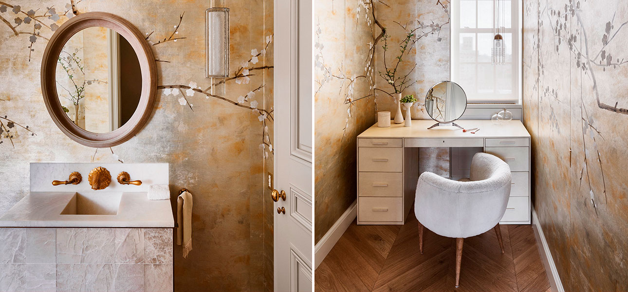 Обои ручная роспись Plum Blossom Special Colourway on White Metal gilded silk with nickel pearlescent antiquing - фото №1