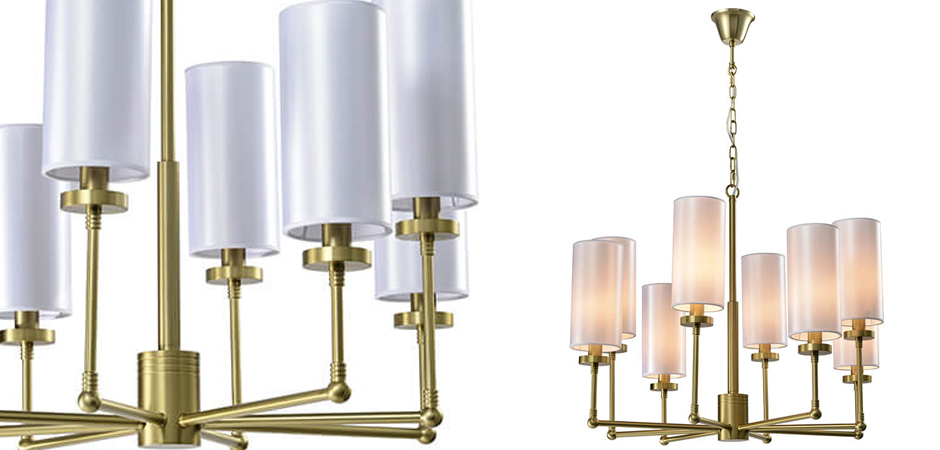 Люстра Fabric Lampshade Brass 8 Люстра Fabric Lampshade Brass 8 - Loft-Concept в Челябинске