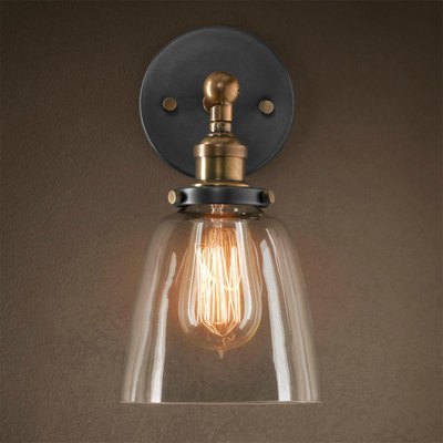 Бра Loft Clear Glass Cloche Прозрачное Стекло Бронза Черный матовый Бра Loft Clear Glass Cloche Прозрачное Стекло Бронза Черный матовый в Челябинске | Loft Concept