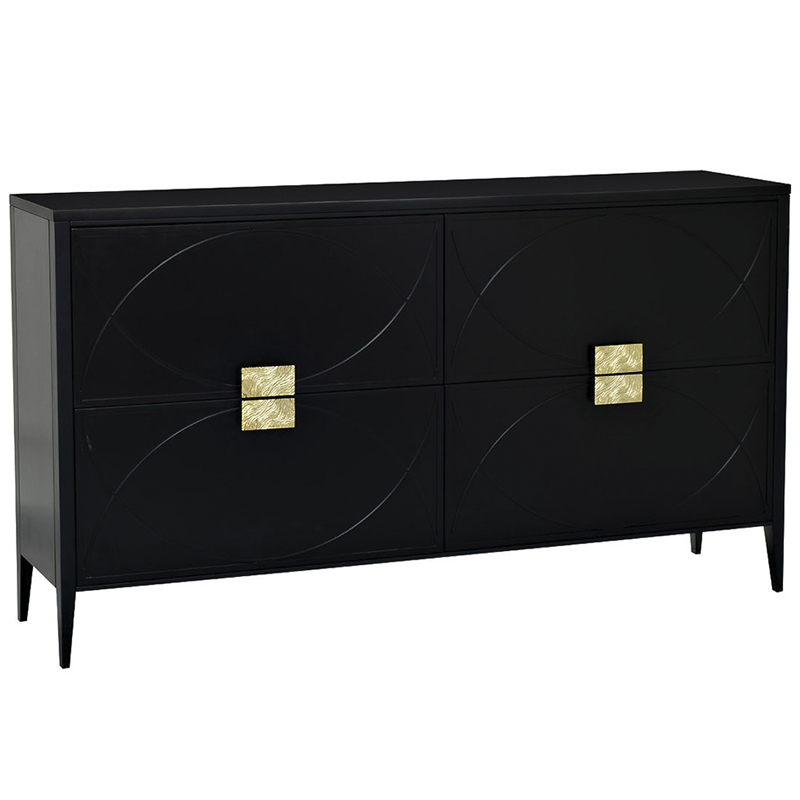 Комод с 4-мя ящиками Amelie Black Chest of Drawers Черный Черный Золотой Комод с 4-мя ящиками Amelie Black Chest of Drawers Черный Черный Золотой в Челябинске | Loft Concept