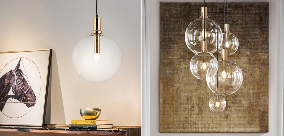 Подвесной светильник Glass Globe Gold Подвесной светильник Glass Globe Gold - Loft-Concept в Челябинске