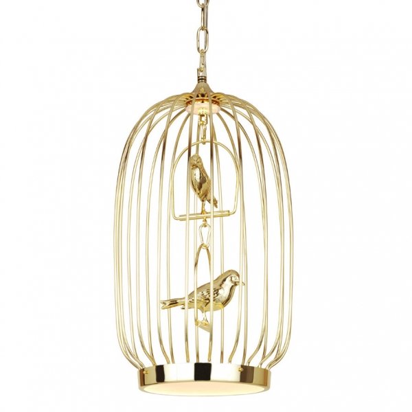 Люстра Birdcage Chandelier Two Gold Глянцевое золото Люстра Birdcage Chandelier Two Gold Глянцевое золото в Челябинске | Loft Concept