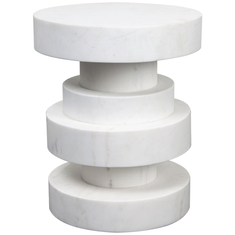Приставной стол Apollo Stool WHITE дизайн Kelly Wearstler Белый Мрамор Bianco Приставной стол Apollo Stool WHITE дизайн Kelly Wearstler Белый Мрамор Bianco в Челябинске | Loft Concept