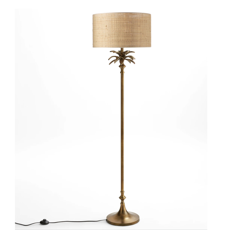 Торшер Palm Raphia Lampshade Латунь Торшер Palm Raphia Lampshade Латунь в Челябинске | Loft Concept