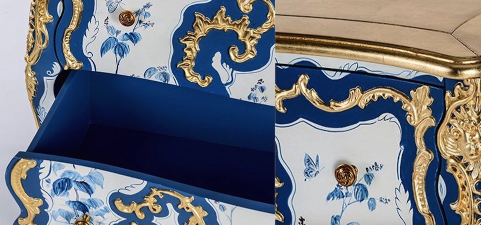 Комод в стиле рококо Rococo Casket Синий Комод в стиле рококо Rococo Casket Синий - Loft-Concept в Челябинске