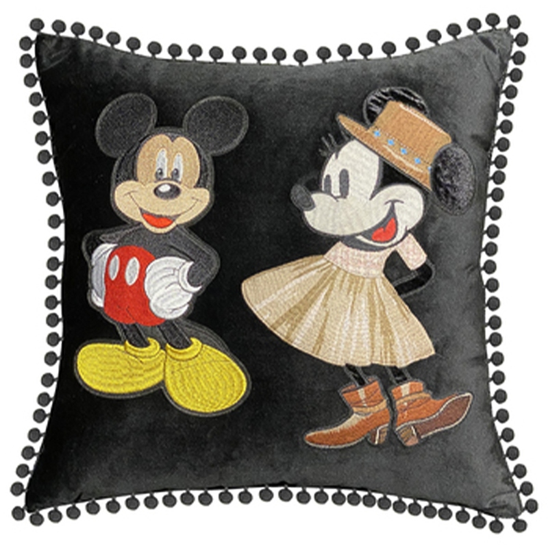 Декоративная подушка с вышивкой Gucci Mickey and Minnie Mouse Черный Красный Желтый Бежевый Декоративная подушка с вышивкой Gucci Mickey and Minnie Mouse Черный Красный Желтый Бежевый в Челябинске | Loft Concept