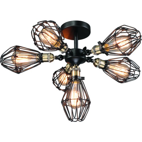 Потолочный светильник Loft Cage Top Pendant VI Черный Потолочный светильник Loft Cage Top Pendant VI Черный в Челябинске | Loft Concept