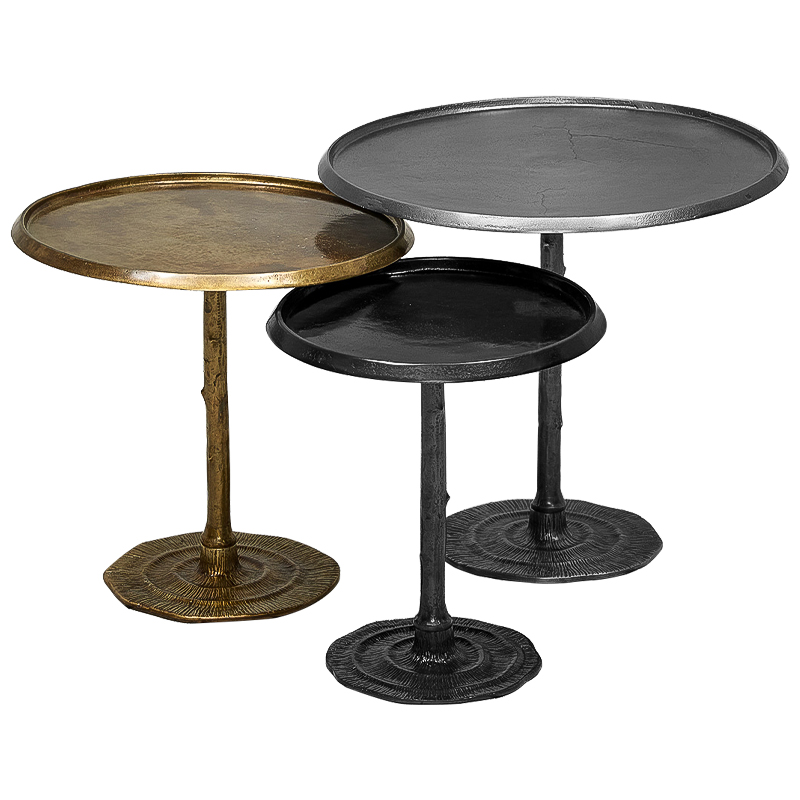 Набор приставных столиков Raimund side table Винтажная латунь Графит Набор приставных столиков Raimund side table Винтажная латунь Графит в Челябинске | Loft Concept