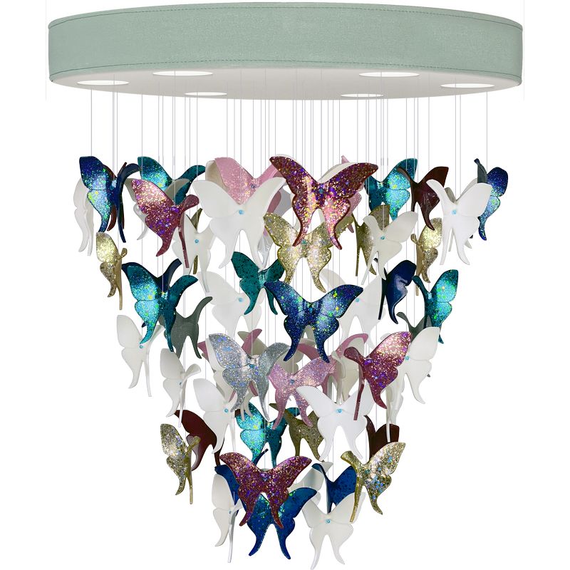 Люстра Цветные Бабочки Светло-Зеленая база Night Butterflies Chandelier Multi Color Зеленый Мульти Люстра Цветные Бабочки Светло-Зеленая база Night Butterflies Chandelier Multi Color Зеленый Мульти в Челябинске | Loft Concept