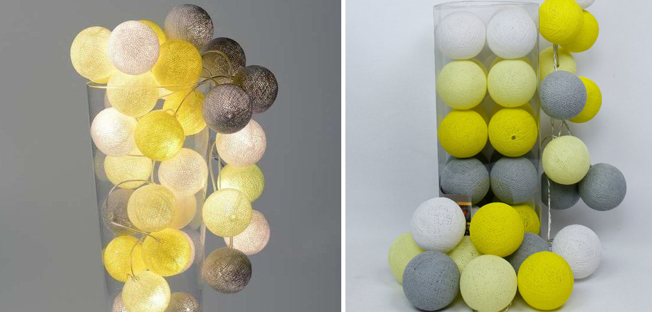 Гирлянда хлопковые фонарики Сotton Ball Yellow - Loft-Concept в Челябинске