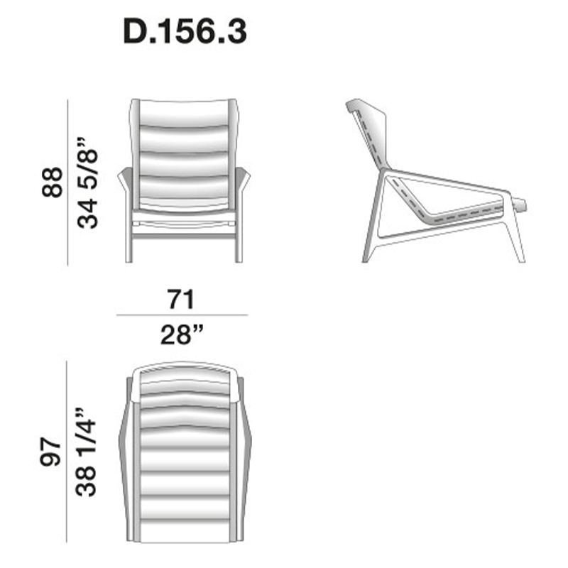 Дизайнерское кресло с подлокотниками из массива дерева Gio Ponti D.156.3 Armchair в Челябинске