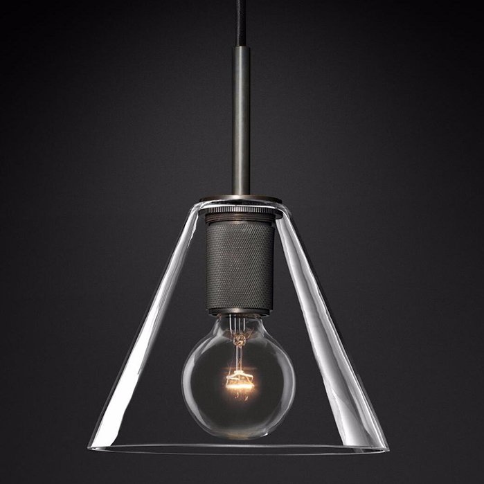 Подвесной светильник RH Utilitaire Funnel Pendant Black Темная бронза Прозрачное Стекло Подвесной светильник RH Utilitaire Funnel Pendant Black Темная бронза Прозрачное Стекло в Челябинске | Loft Concept