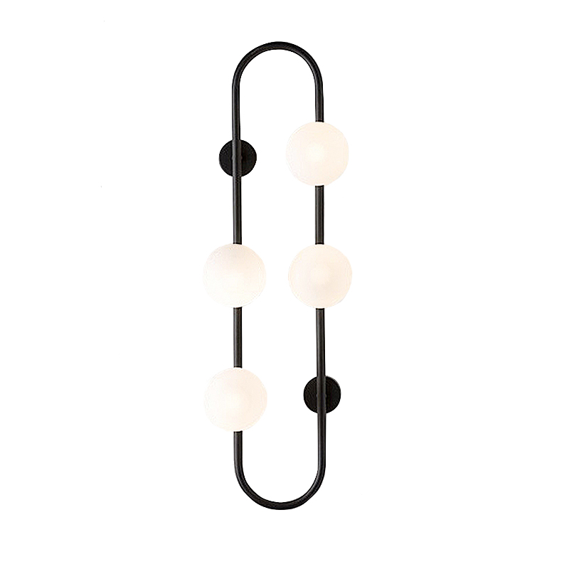 Бра HOOP WALL Lamp Black 4 Черный Белый в Челябинске | Loft Concept 