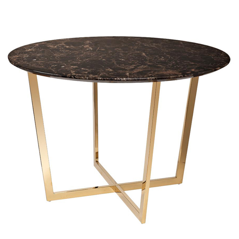 Обеденный стол Dining table Jacques round Brown Коричневый Золотой Обеденный стол Dining table Jacques round Brown Коричневый Золотой в Челябинске | Loft Concept