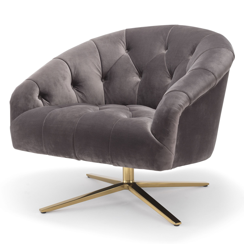 Кресло Eichholtz Swivel Chair Gardner Серый (Gray) Латунь Кресло Eichholtz Swivel Chair Gardner Серый (Gray) Латунь в Челябинске | Loft Concept