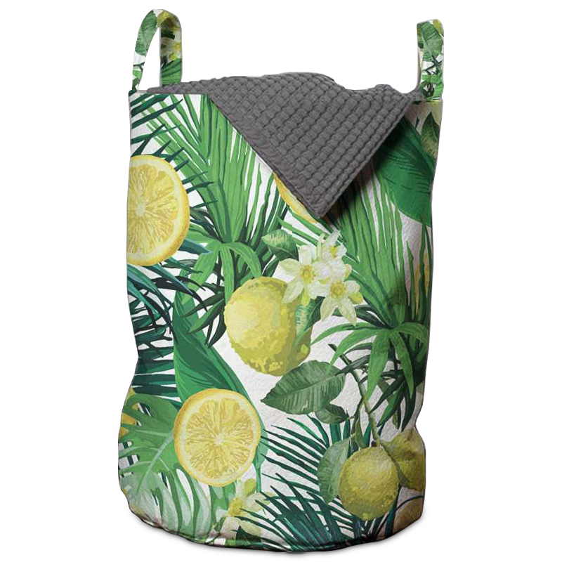 Корзина Tropical Lemons Basket Зеленый Белый Желтый Корзина Tropical Lemons Basket Зеленый Белый Желтый в Челябинске | Loft Concept