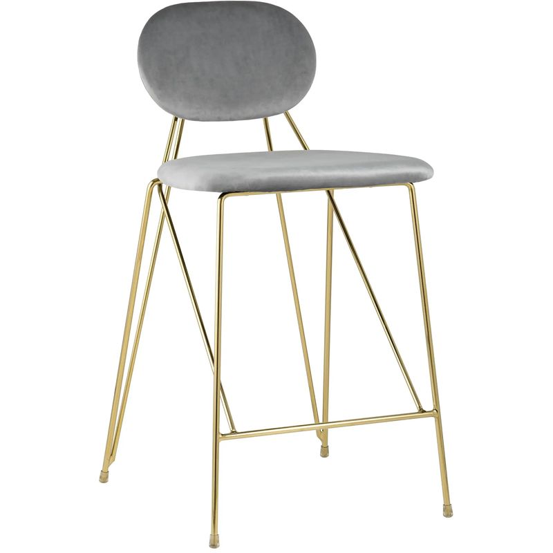 Полубарный Стул Alice Chair Светло-Серый Велюр Серый Золотой в Челябинске | Loft Concept 