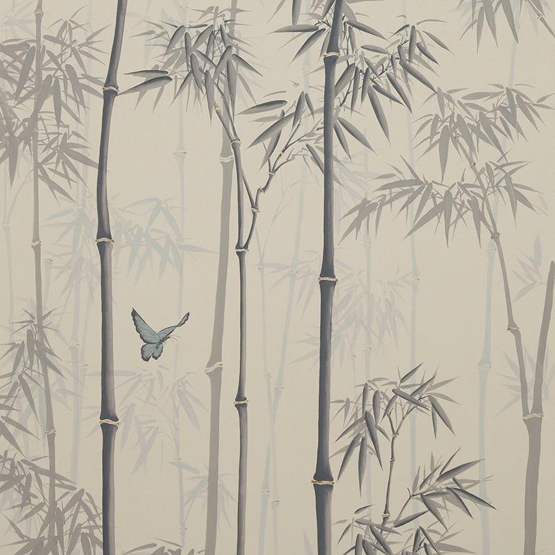 Обои ручная роспись Distant Bamboo Special Colourway on white dyed paper Обои ручная роспись Distant Bamboo Special Colourway on white dyed paper в Челябинске | Loft Concept