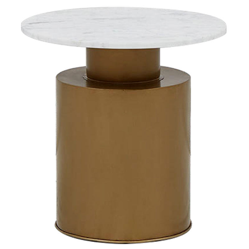 Приставной стол с мраморной столешницей Ela Marble Side Table Белый Мрамор Bianco Золотой Приставной стол с мраморной столешницей Ela Marble Side Table Белый Мрамор Bianco Золотой в Челябинске | Loft Concept