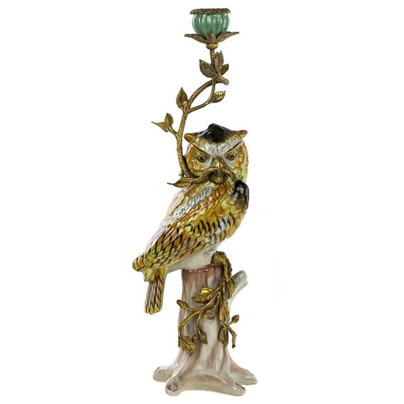 Подсвечник Owl Bronze Branch Candlestick Бронза Желтый Коричневый Подсвечник Owl Bronze Branch Candlestick Бронза Желтый Коричневый в Челябинске | Loft Concept