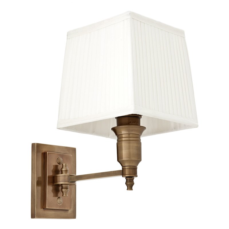 Бра Wall Lamp Lexington Single Brass+White Латунь Античная полированная Белый Бра Wall Lamp Lexington Single Brass+White Латунь Античная полированная Белый в Челябинске | Loft Concept
