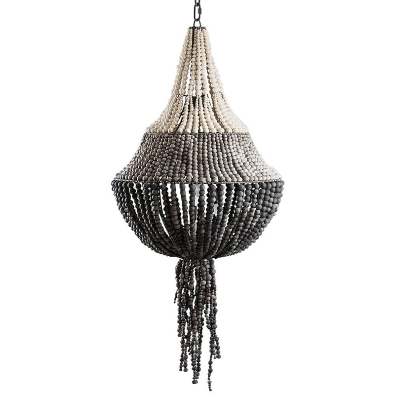 Люстра каплевидной формы с круглыми бусинами Gradient Wooden Beads Chandelier L Белый Серый Черный Люстра каплевидной формы с круглыми бусинами Gradient Wooden Beads Chandelier L Белый Серый Черный в Челябинске | Loft Concept