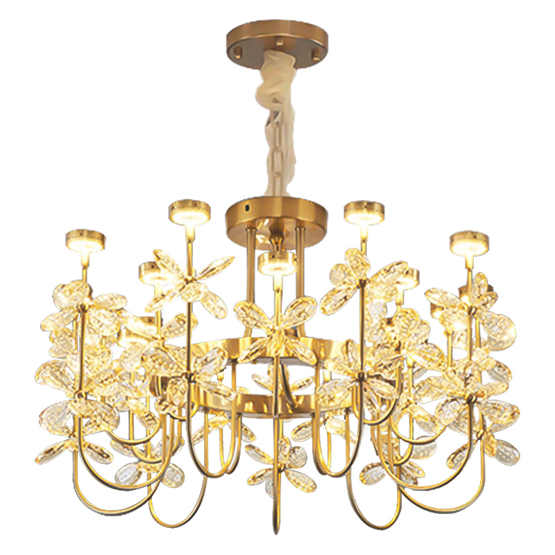 Люстра с хрустальными цветами Crystal Flowers Chandelier Золотой Прозрачный Люстра с хрустальными цветами Crystal Flowers Chandelier Золотой Прозрачный в Челябинске | Loft Concept