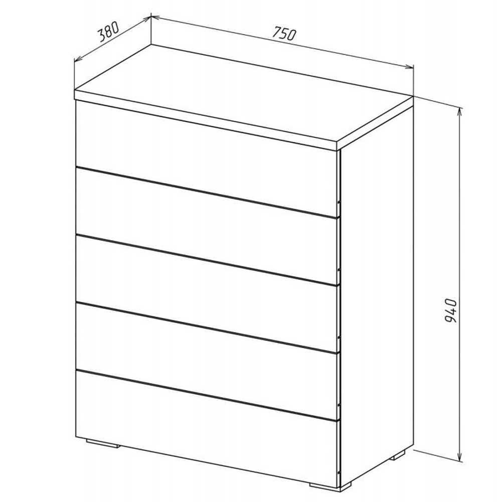 Комод с белым глянцевым фасадом с 5-ю ящиками Grace of Furniture Комод с белым глянцевым фасадом с 5-ю ящиками Grace of Furniture в Челябинске