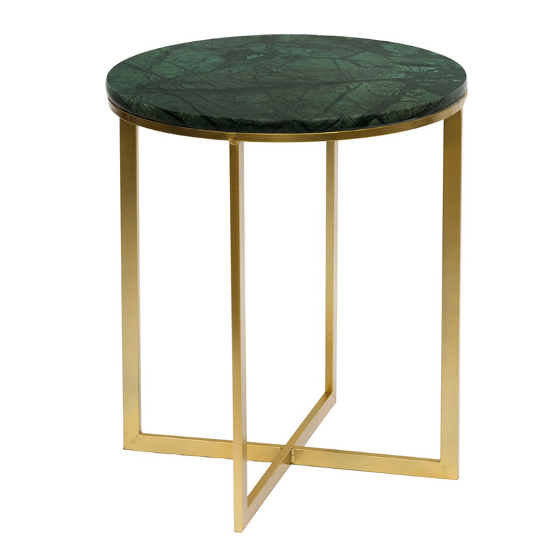 Приставной стол Round Table Marble green Золотой Малахит (зеленый) в Челябинске | Loft Concept 