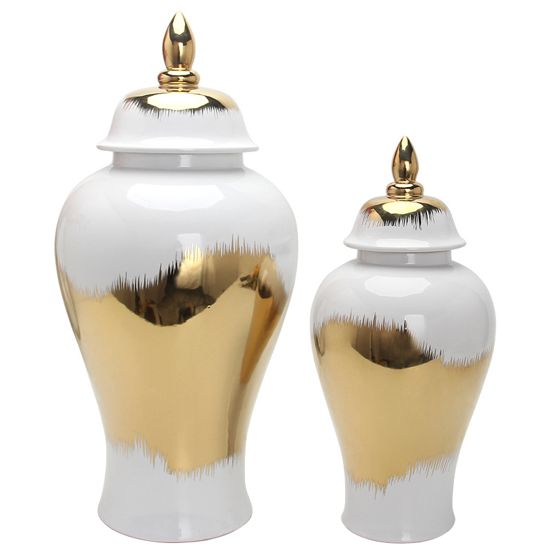 Ваза с крышкой White Gold Spot Vase Золотой Белый Ваза с крышкой White Gold Spot Vase Золотой Белый в Челябинске | Loft Concept