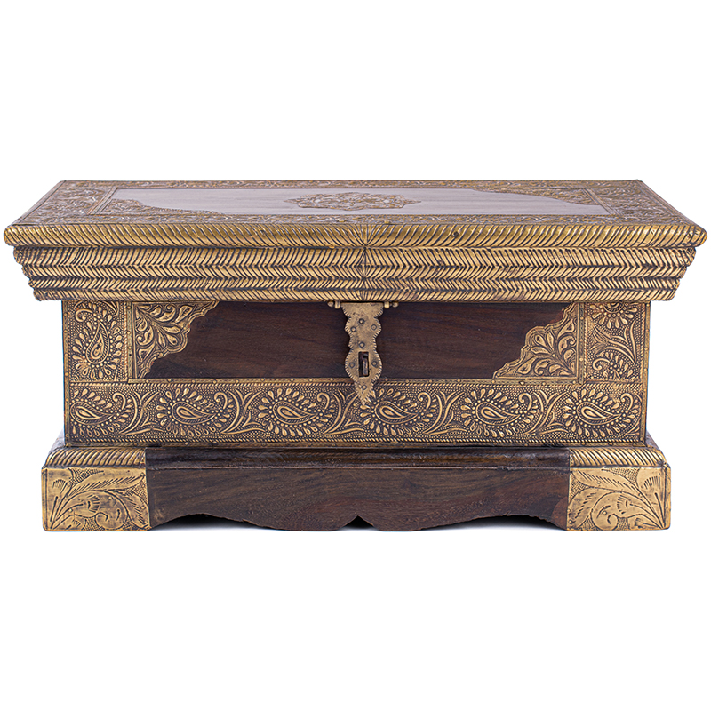 Сундук Wooden Inlaid Chest Коричневый Латунь в Челябинске | Loft Concept 