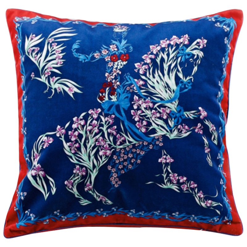 Декоративная подушка Hermes Horse 117 Синий Красный Мульти Декоративная подушка Hermes Horse 117 Синий Красный Мульти в Челябинске | Loft Concept