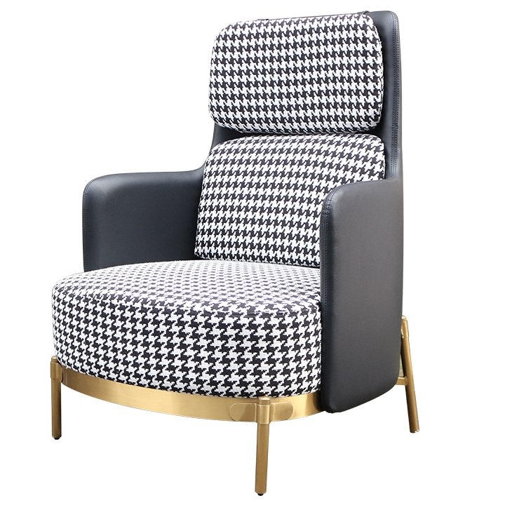 Кресло Pied de poule Gray high Armchair Черно-белый Латунь Кресло Pied de poule Gray high Armchair Черно-белый Латунь в Челябинске | Loft Concept