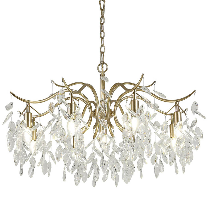 Люстра Hanging Crystal Leaves Chandelier 83 матовое золото Прозрачный (Transparent) Люстра Hanging Crystal Leaves Chandelier 83 матовое золото Прозрачный (Transparent) в Челябинске | Loft Concept