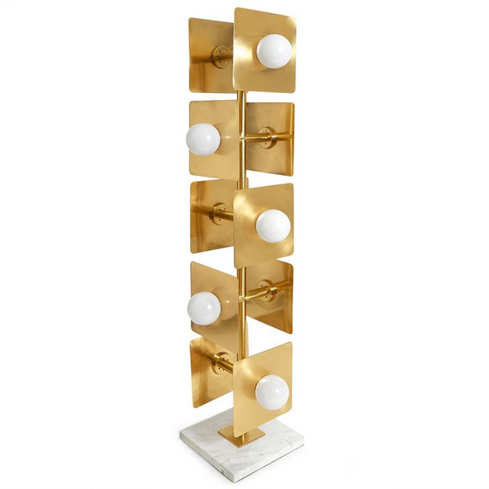 Торшер PUZZLE FLOOR LAMP Латунь Белый Белый Мрамор Bianco Торшер PUZZLE FLOOR LAMP Латунь Белый Белый Мрамор Bianco в Челябинске | Loft Concept