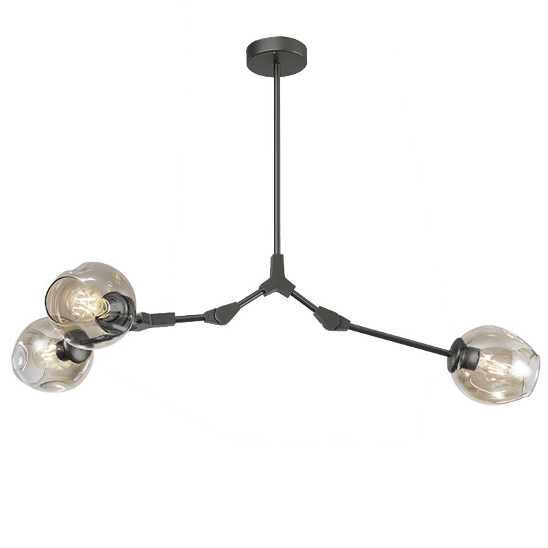 Люстра Сrumpled Glass Bubble Chandelier Gray 3 плафона Прозрачный (Transparent) Черный Люстра Сrumpled Glass Bubble Chandelier Gray 3 плафона Прозрачный (Transparent) Черный в Челябинске | Loft Concept