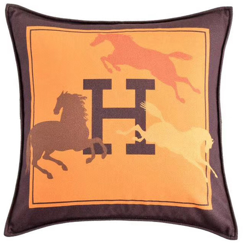 Декоративная подушка Hermes Horse 45 Желтый Коричневый Оранжевый Декоративная подушка Hermes Horse 45 Желтый Коричневый Оранжевый в Челябинске | Loft Concept