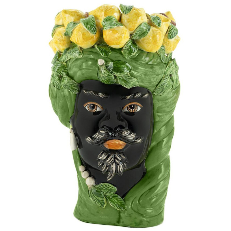Ваза Vase Lemon Head Man Green Зеленый Желтый Черный Ваза Vase Lemon Head Man Green Зеленый Желтый Черный в Челябинске | Loft Concept