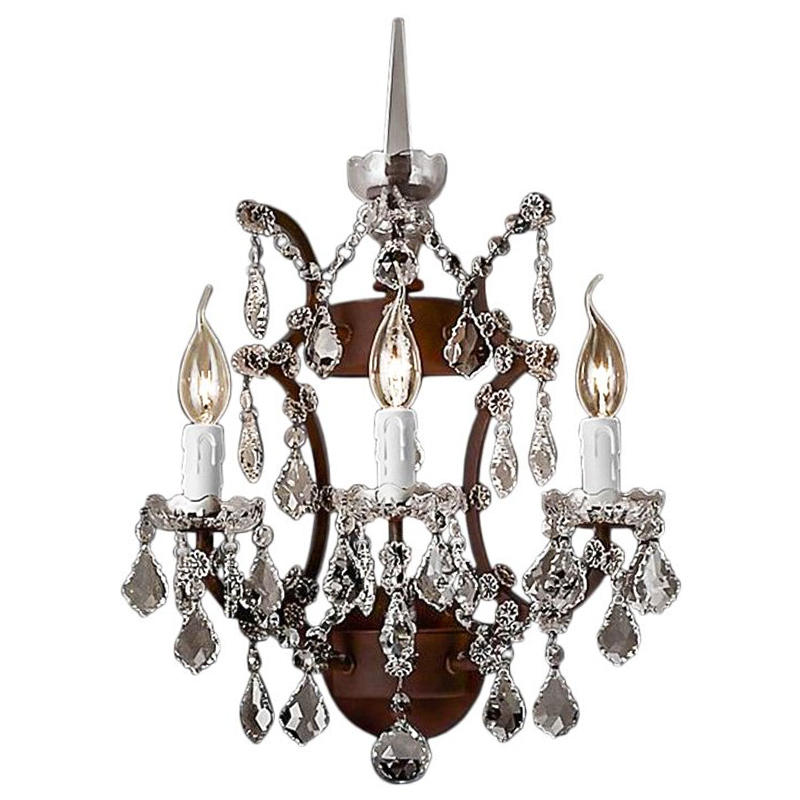 Бра 19th c. Rococo IRON & CLEAR CRYSTAL Brown Wall Lamp Коричневый винтаж Прозрачное Стекло в Челябинске | Loft Concept 