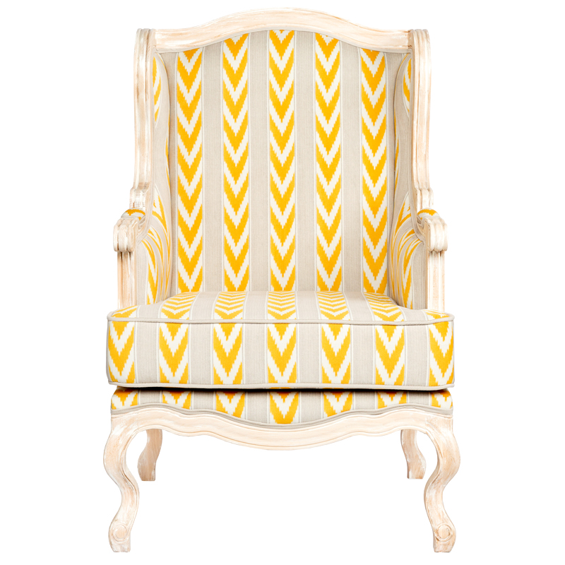 Кресло Ikat Pattern с желтым узором Белый Желтый Бежевый Кресло Ikat Pattern с желтым узором Белый Желтый Бежевый в Челябинске | Loft Concept