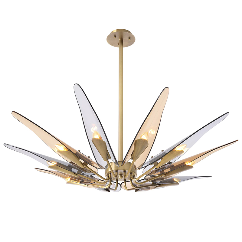 Люстра Eichholtz Chandelier Sky Янтарный Стекло Смок Латунь Люстра Eichholtz Chandelier Sky Янтарный Стекло Смок Латунь в Челябинске | Loft Concept