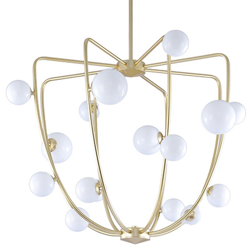 Люстра Cherry Bomb Cage Chandelier CB.36.01 Латунь Прозрачный белый Люстра Cherry Bomb Cage Chandelier CB.36.01 Латунь Прозрачный белый в Челябинске | Loft Concept