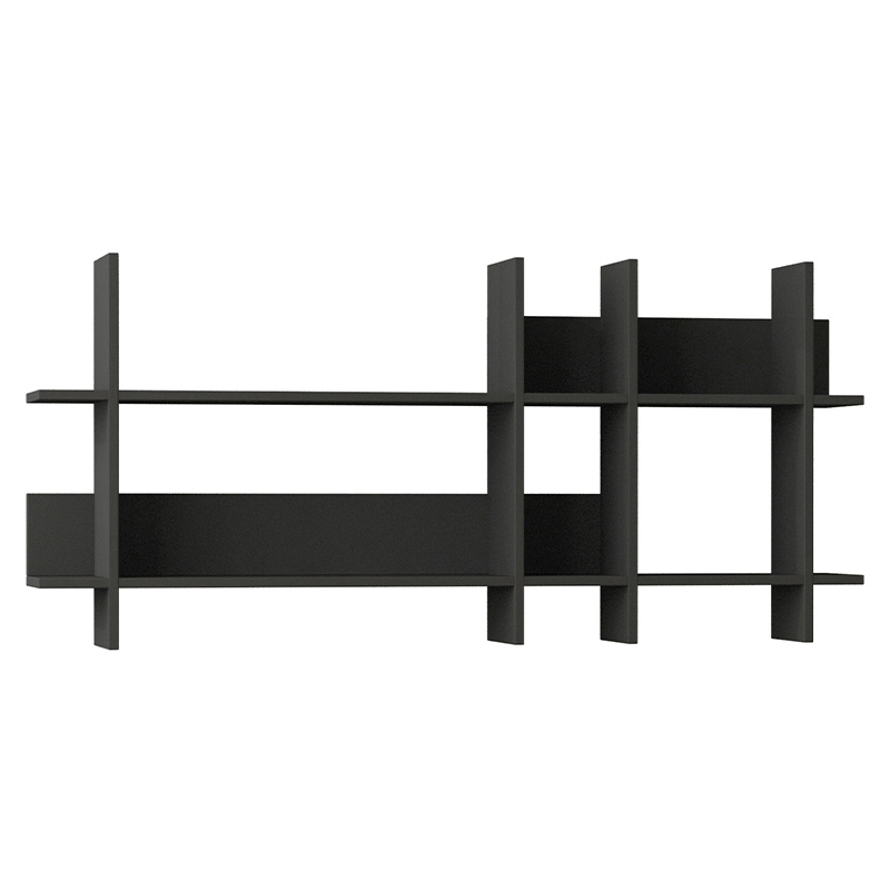 Полка прямая подвесная двухъярусная цвета антрацит BEADS BOOKCASE ANTHRACITE Антрацит Серый Полка прямая подвесная двухъярусная цвета антрацит BEADS BOOKCASE ANTHRACITE Антрацит Серый в Челябинске | Loft Concept