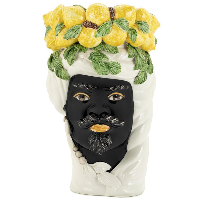 Ваза Vase Lemon Head Man White Белый Черный Желтый Зеленый Ваза Vase Lemon Head Man White Белый Черный Желтый Зеленый в Челябинске | Loft Concept