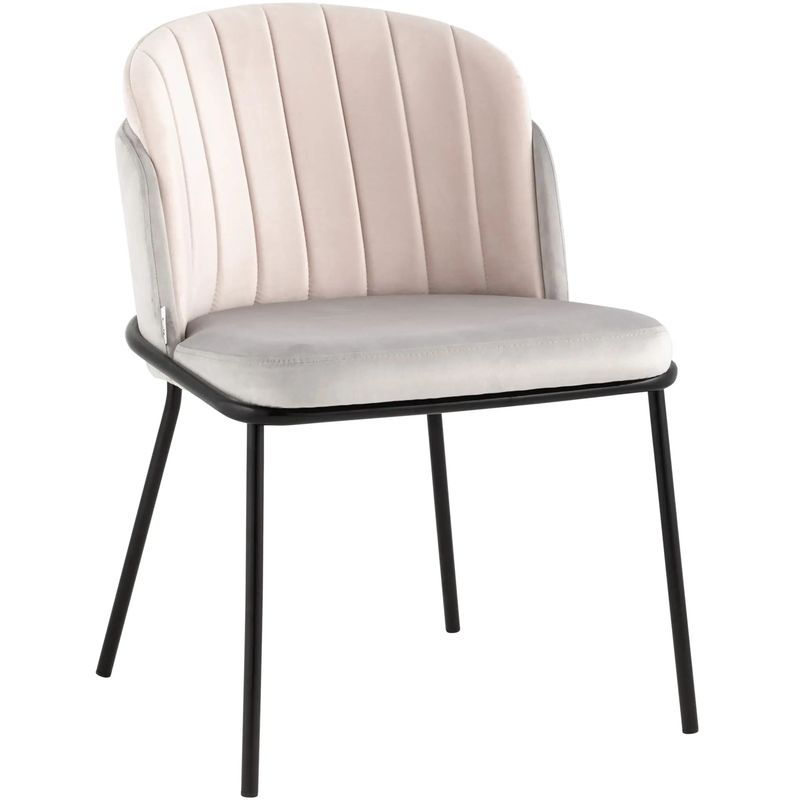 Стул Penelope Chair Металлические Ножки Светло-Розовый велюр Светло-серый Розовый пастельный Черный в Челябинске | Loft Concept 
