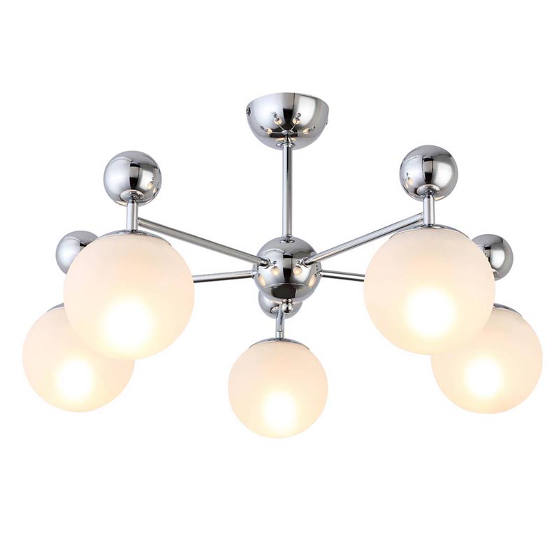 Потолочная люстра Demian Chrome Chandelier Хром Белый в Челябинске | Loft Concept 